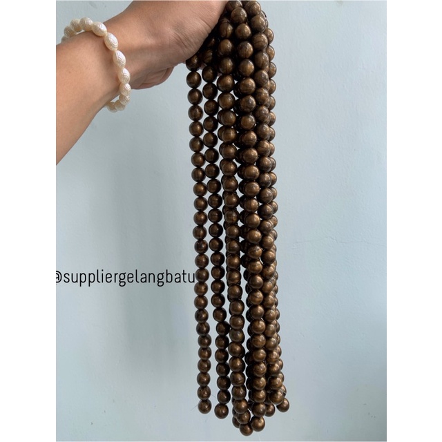spacer resin bakar bulat 14mm bahan craft gelang kalung beads cokelat
