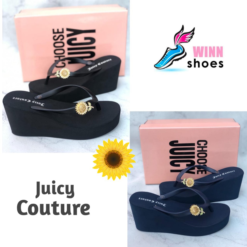 Juicy Couture Bunga Matahari Sandal Wanita Wedges Import Terbaru Korea Jepit Tinggi 7cm -  XRK8