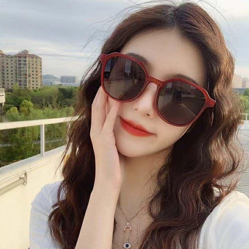 Mxbeauty Wanita Kacamata Hitam Gadis Trendi Bingkai Besar Mengemudi Kepribadian Hitam Kacamata Matahari Gaya Korea Sunglasses