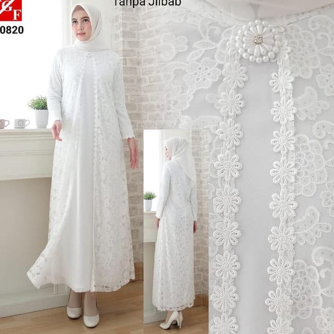 jav5 baju gamis wanita / gamis jumbo / muslim putih #80820 jmb - putih, 4l of3a