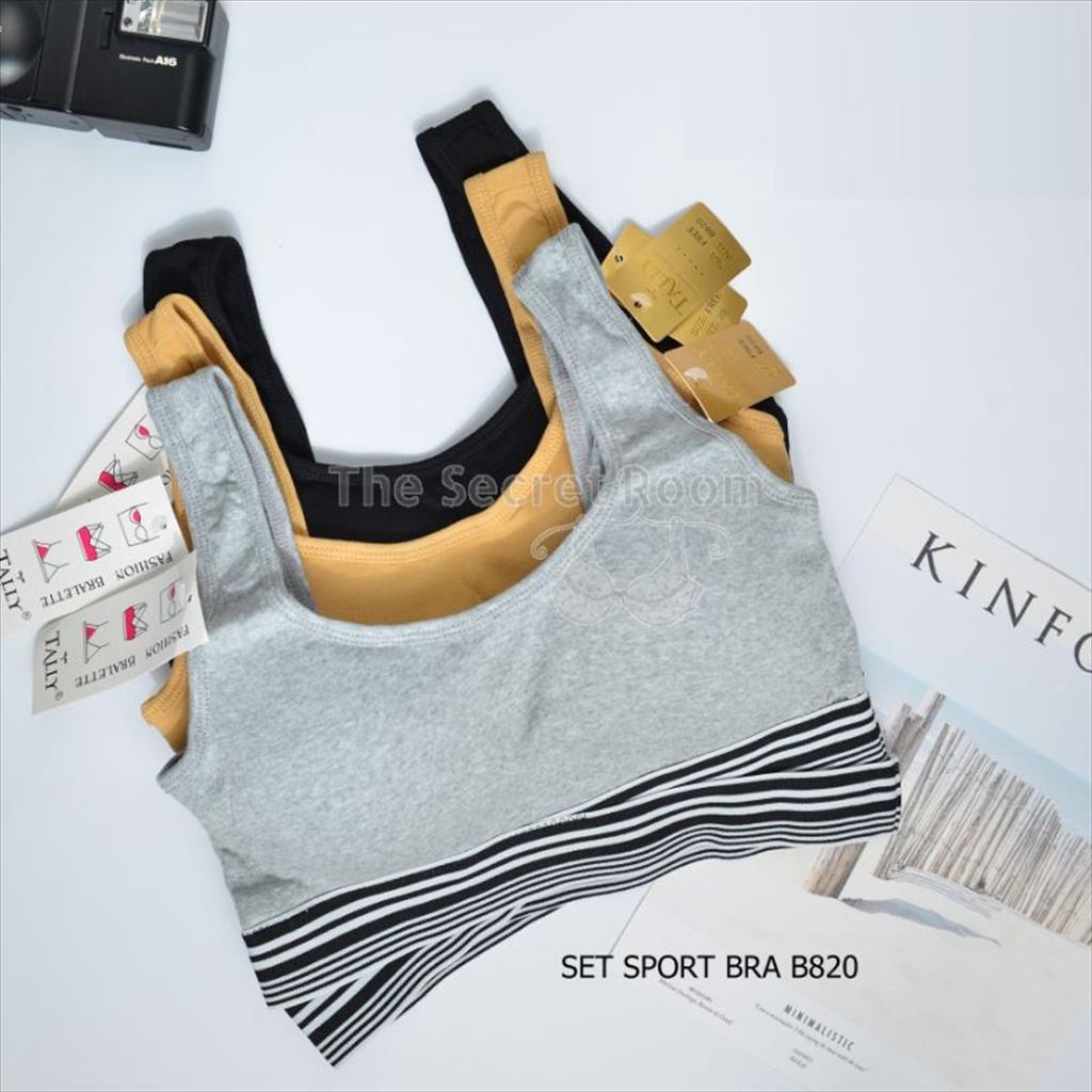 TALLY (1set) Sport Bra BH Olahraga Set (Atasan + Celana) Free Size Bahan Katun