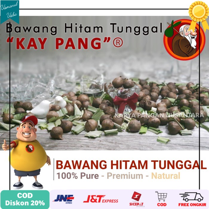 

❤COD❤ Bawang Hitam Tunggal - Black Solo Garlic - Bawang Lanang Hitam - SEDANG 2-2.5 CM