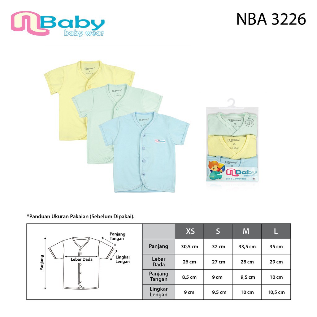 Nbaby Set 3 Baju soft &amp; Comfortable 3226 / 3229 - Setelan Baju Anak Nbaby