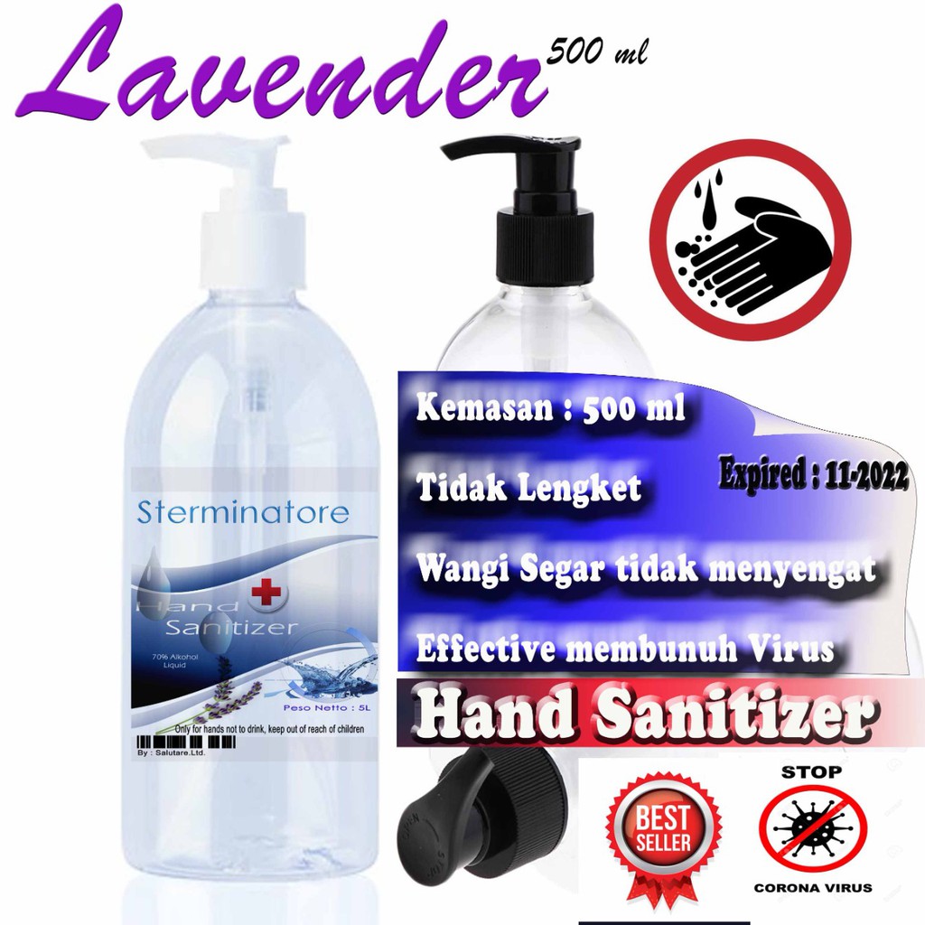 lavender hand sanitizer cair | hand sanitizer 1 liter | hand sanitizer 500ml varian(OC)
