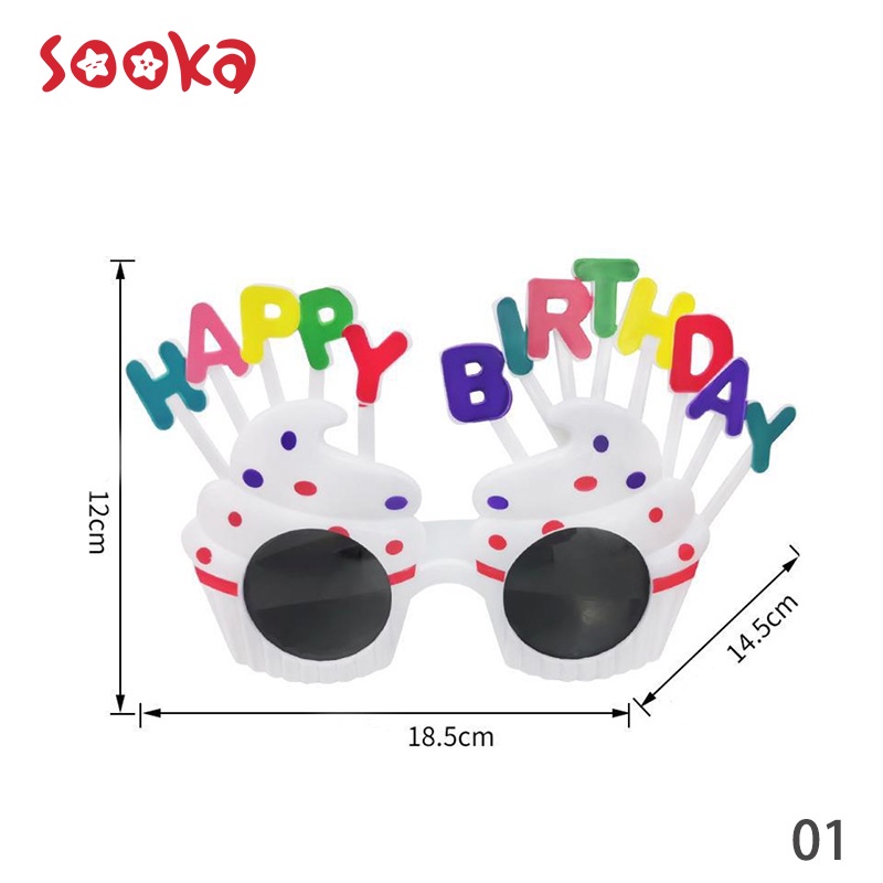 SOOKA Kacamata Anak Kreatif Lucu Tulisan Happy Birthday Untuk Properti Foto Ulang Tahun SK-GHB1037