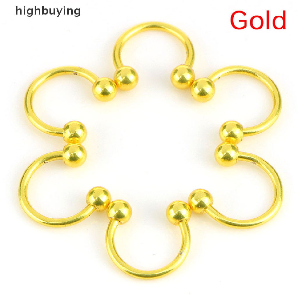 Hbid 10PCS Anting Tindik Hidung / Bibir / Telinga Bentuk Tapal Kuda Bahan Stainless Steel