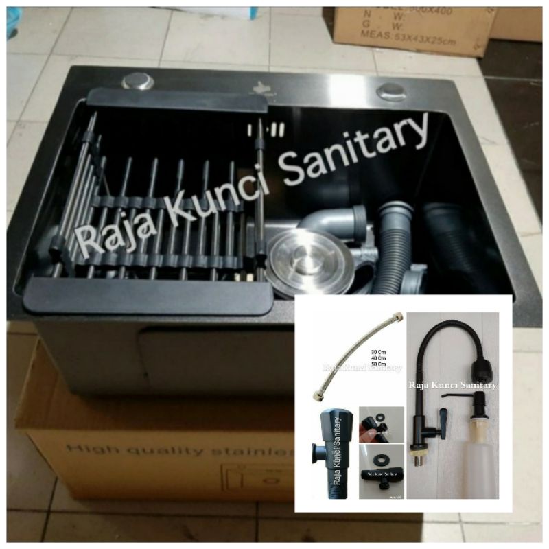 Kitchen Sink Golden Hand 5040 Hitam/Black/Paket Lengkap Kitchen Sink Golden Hand 5040 Black By Onan