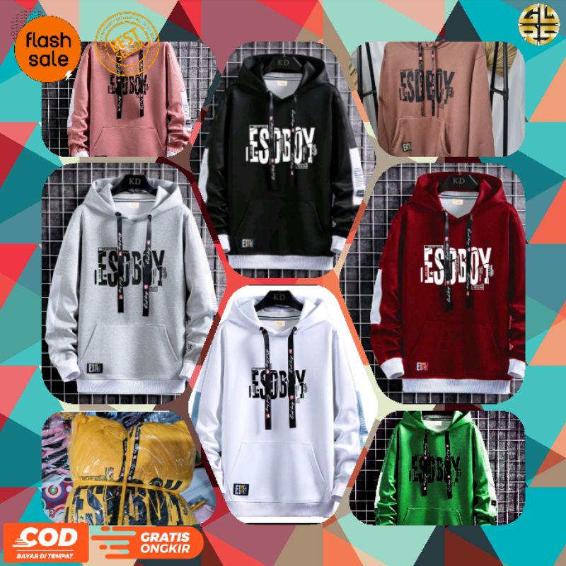 >Sweater Crewneck Pria - ESOBOY - Sweatershirt keren ,dan fashionable - bahan flece<