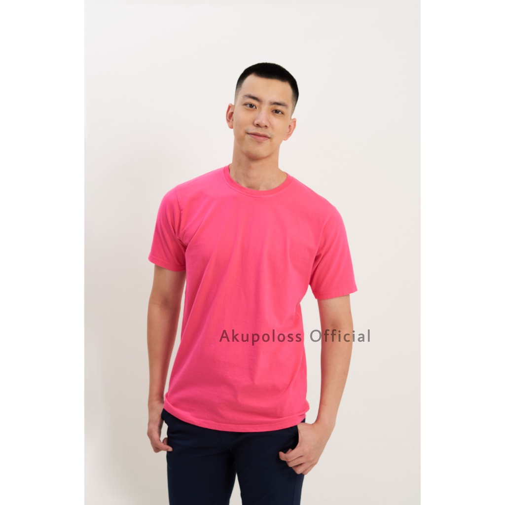 Akupoloss kaos polos pria lengan pendek Pink Fanta
