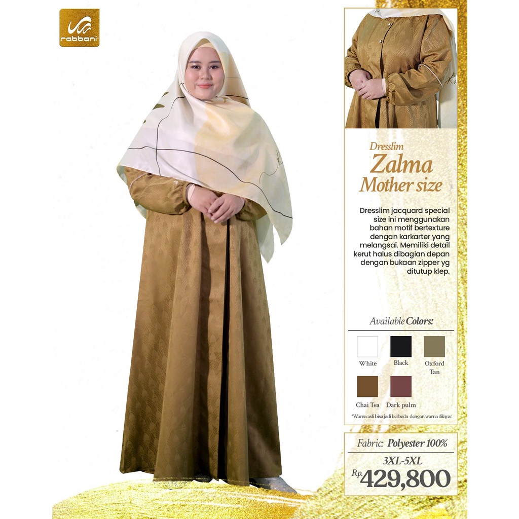 Rabbani - Gamis Dress Muslim Wanita Jumbo - Dresslim Zalma Mother Size