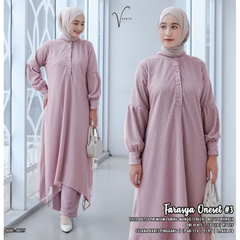 One Set Tunik LD 110 XXL Farasya Oneset #3 Ori Vente Setelan Wanita Rayon Setcel Pajamas Jumbo Daily