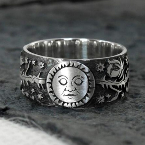 [X C Perhiasan] Hip Hop Rock Retro Pria Fashion Smiley Face Cincin Gothic Pesta Perhiasan Aksesoris