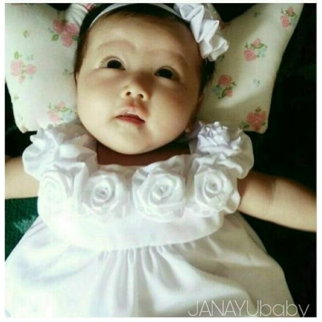 Baby dress / dress bayi putih / baju bayi aqiqah / dress bayi putih