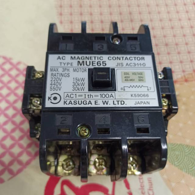 Magnetic contactor/kontaktor KASUGA 100A (MUE 65) JAPAN ASLI