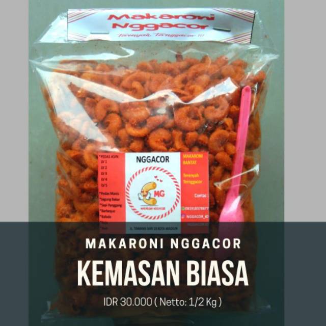 

Makaroni Nggacor Kemasan 1/2 kg