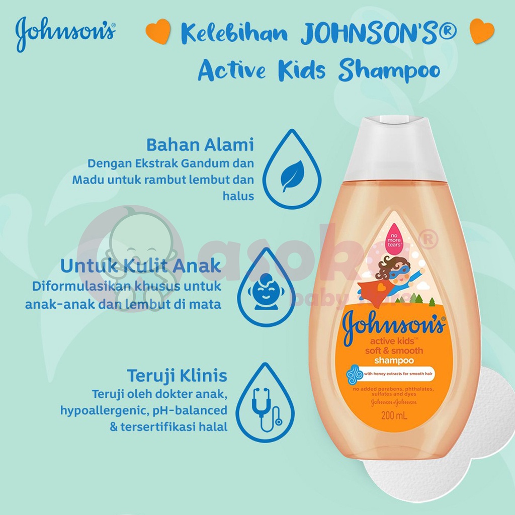 Johnson's Active Kids Soft &amp; Smooth Shampoo Shampo Anak-anak 200 mL ASOKA