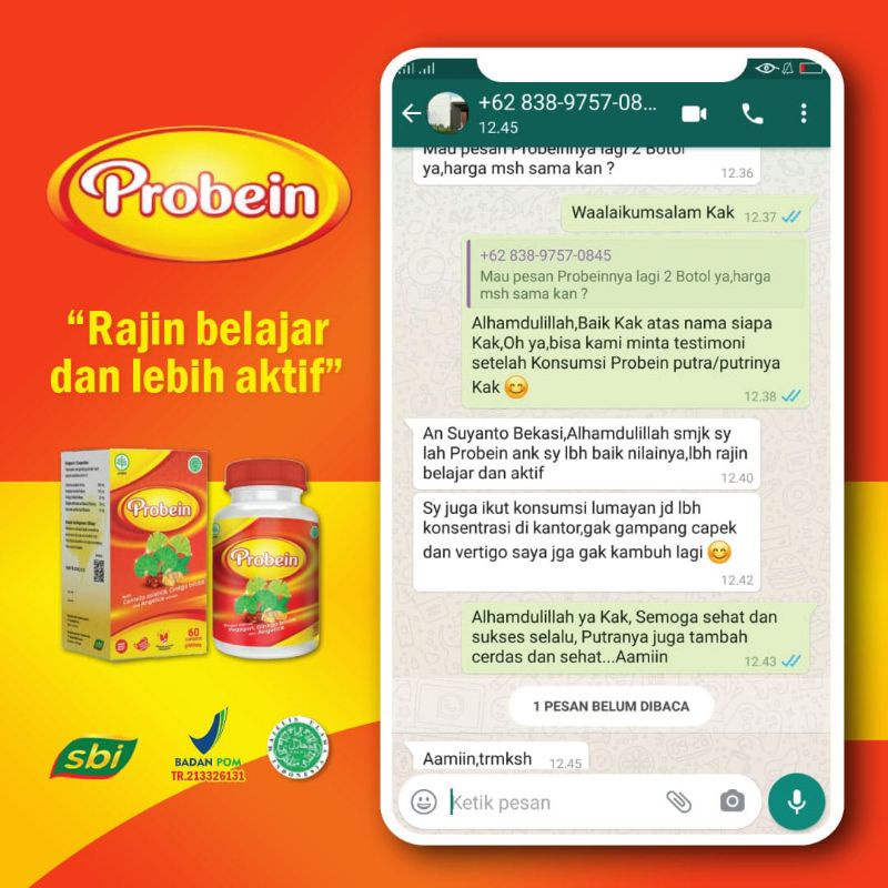 Nutrisi Otak Probein Vitamin Otak anak dan dewasa ORIGINAL BPOM