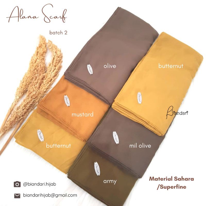Biandari Alana Scarf || Hijab Scarf Segiempat Syari Premium Voal Superfine Sahara