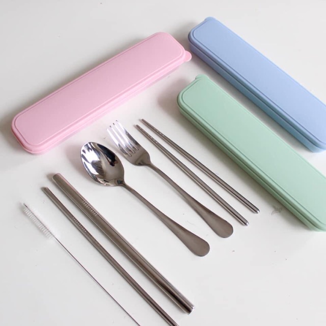 READY STOCK CUTLERY &amp; STRAW SET (7in1)