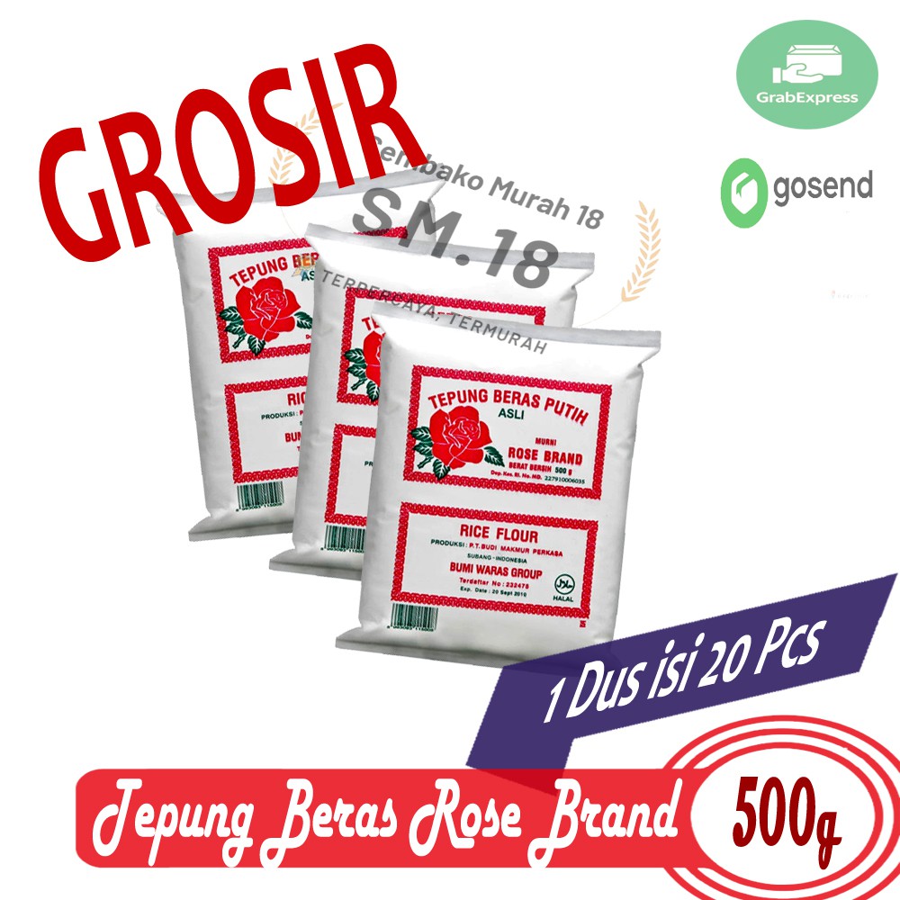 Tepung Beras Putih Rose Brand 500gr Perdus isi 20Pcs - Grosir