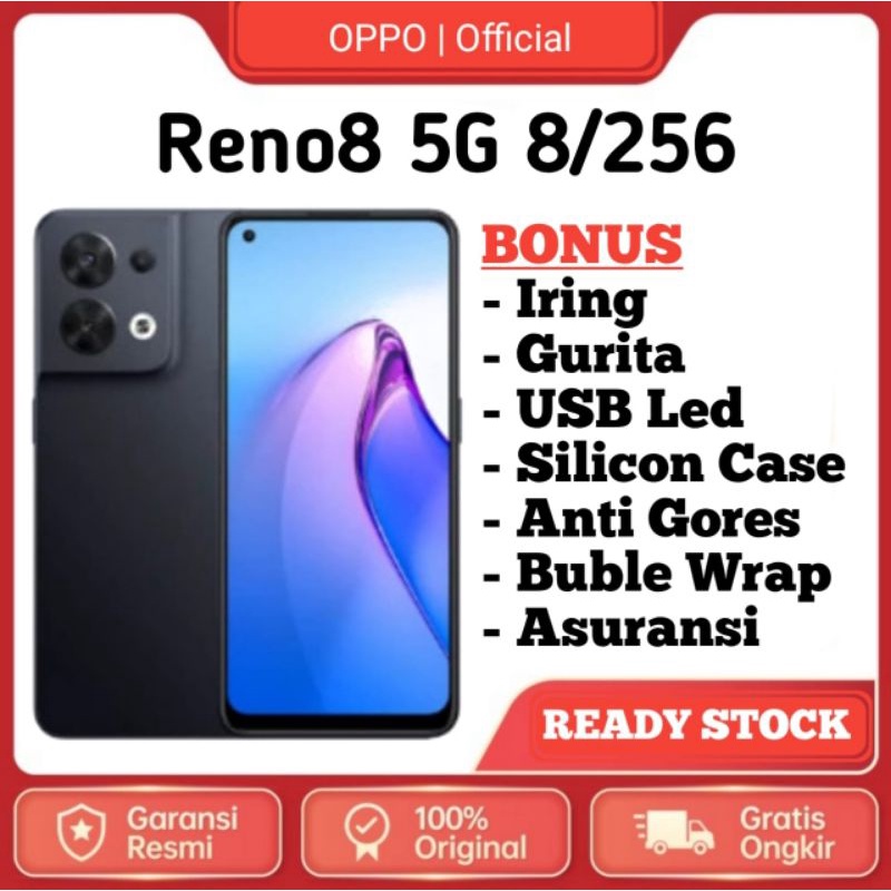 OPPO Reno 8 5G 8/256 GB Garansi Resmi | Reno 8 4G 8/256 GB Garansi Resmi