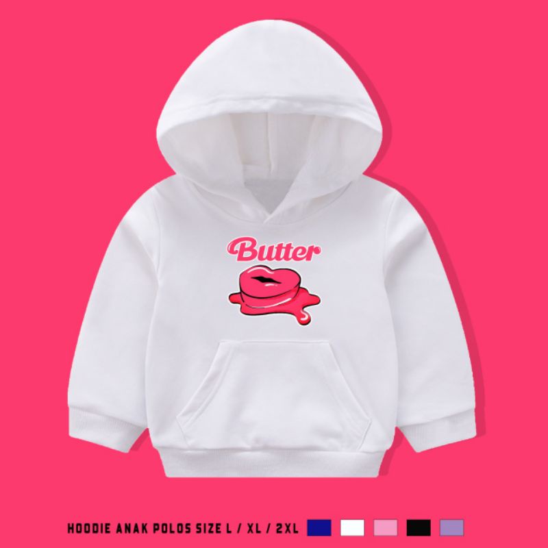 KIDS HOODIE BTS BUTTER PINK/HOODIE ANAK LAKI-LAKI&amp;PEREMPUAN 3-8 TAHUN