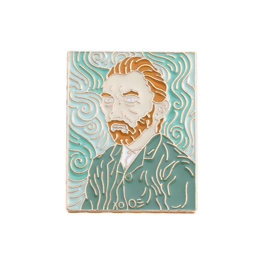 Lily Van Gogh Bros Bunga Matahari Alloy Perhiasan Bros Lukisan Enamel Lencana