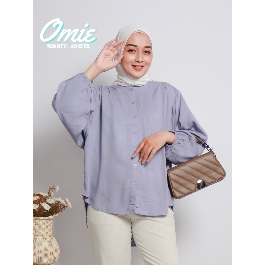 BLOUSE KANCING DEPAN WANITA RAYON POLOS KATUN TWILL PREMIUM JUMBO
