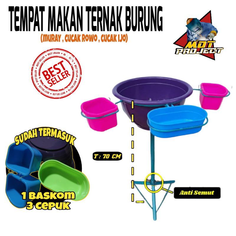 Tempat pakan ternak MURAI praktis berdiri