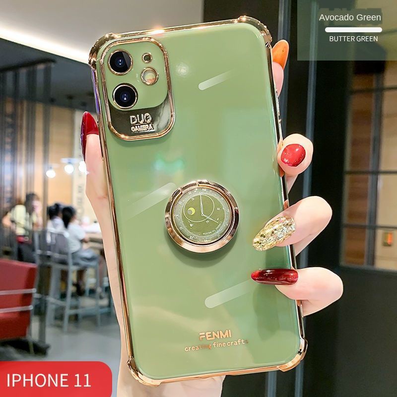 Pelapisan listrik mewah dengan casing ponsel dudukan cincin untuk penutup silikon iPhone 12 11 Pro Max