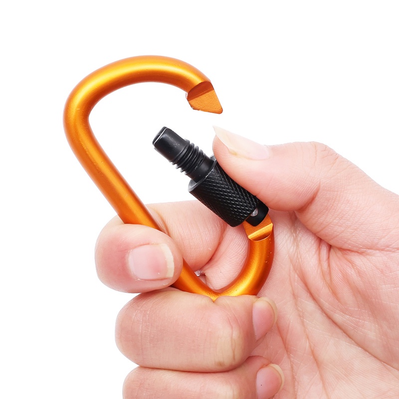 Carabiner Bentuk D Bahan Aluminum Alloy 6 Warna Anti Hilang Untuk Climbing