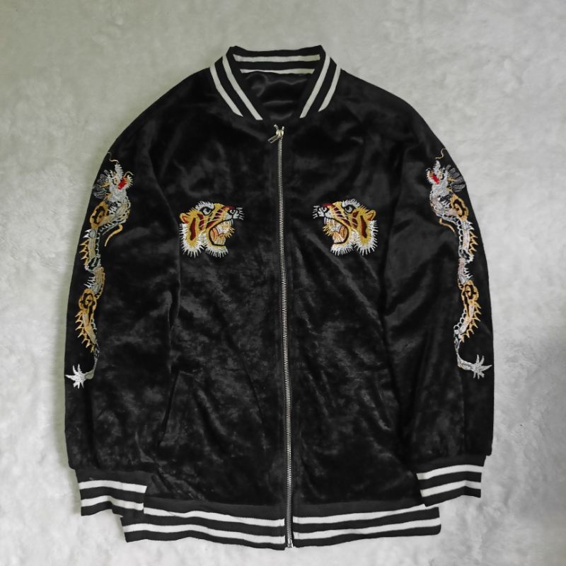 Sukajan Jacket Second Ryutora Velvet Reversible Black