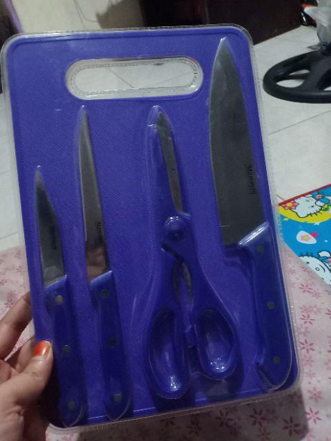 Set Pisau Dapur Talenan & Gunting 5 In 1 | Peralatan Masak | Alat Potong Serbaguna