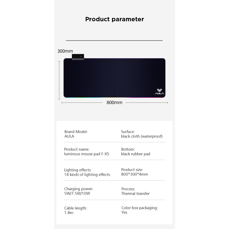 Mousepad Gaming AULA FX-5 RGB Control dan Speed Mode-AULA FX5