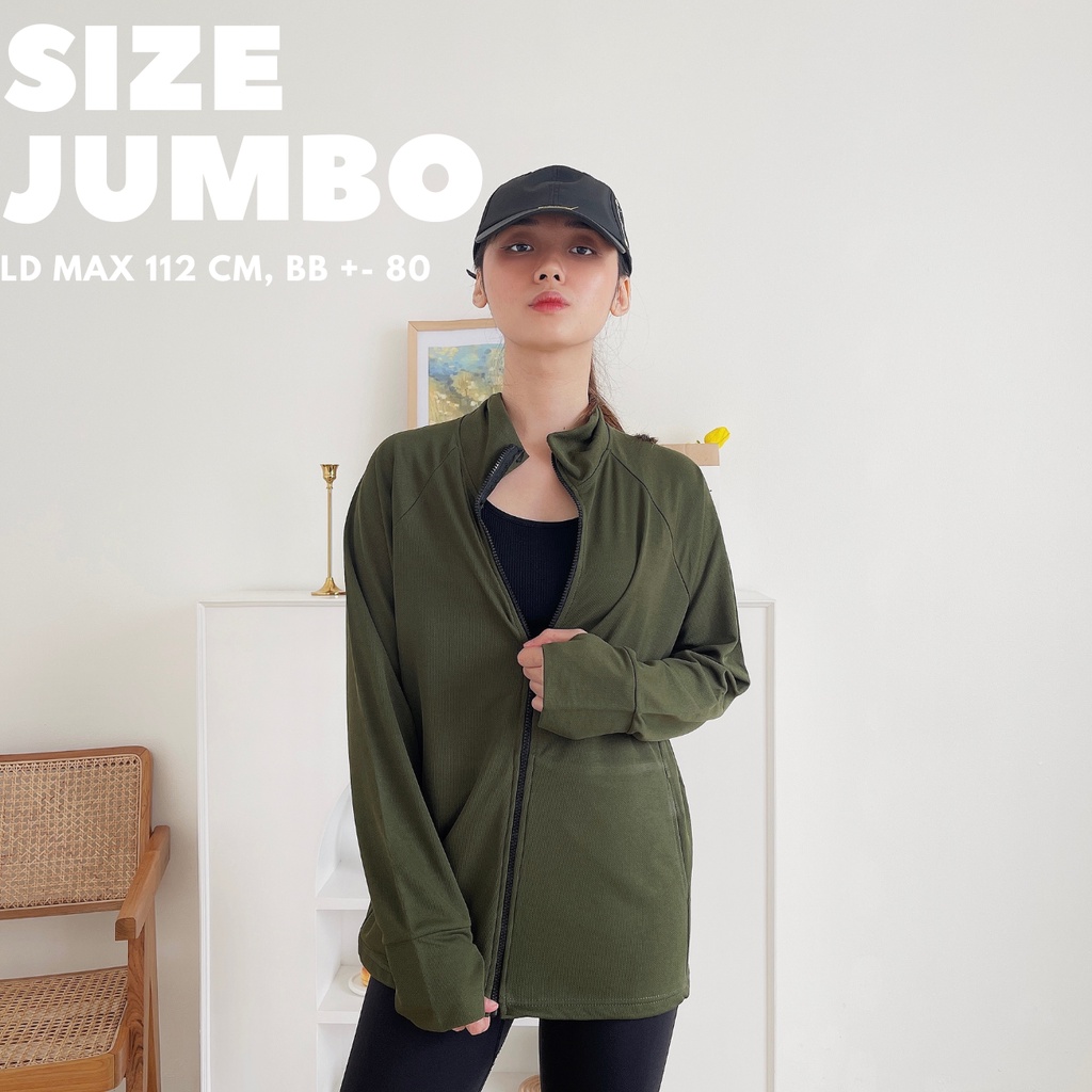 DONSON Sportswear Jacket Sporty Wanita Tangan Kimono Extra Fine Polyester Warna Army Ukuran Standar dan Jumbo