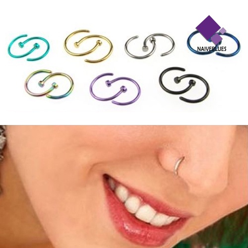 2 Pcs Anting Tindik Hidung Bahan Stainless Steel Untuk Unisex