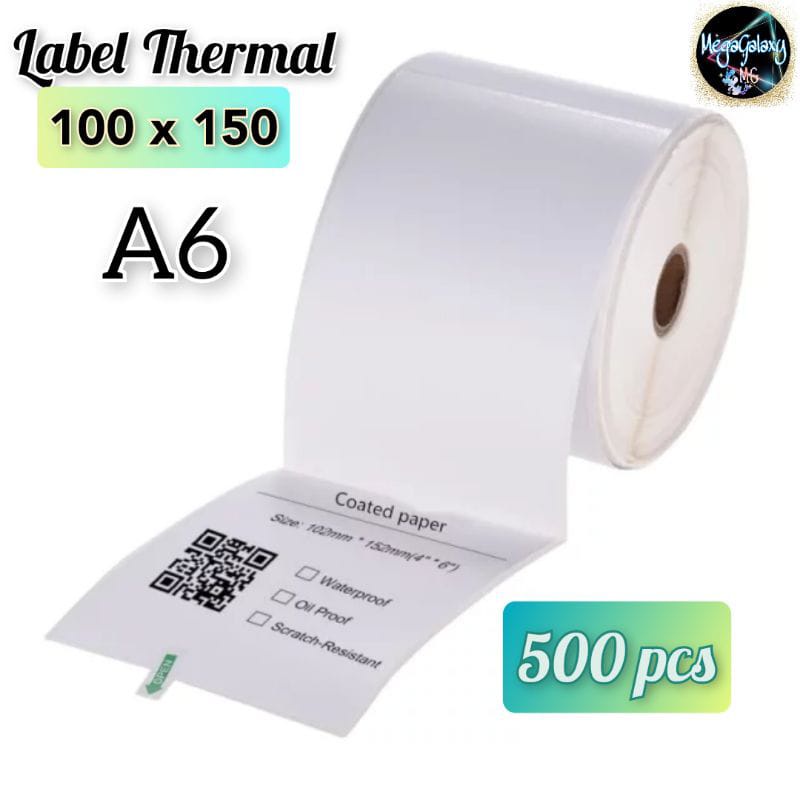 Trijaya . Kertas lebel sticker thermal barcode 100 x 150 mm kertas isi 500 pcs