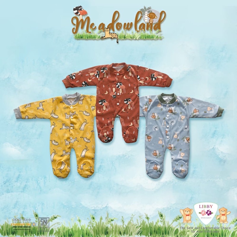 LIBBY Sleepsuit Baju Kodok Panjang Buka Kaki Newborn (0-3M)