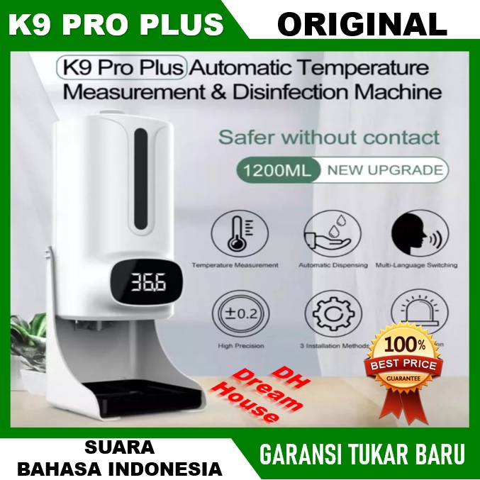 K9 PRO PLUS Wall Thermometer 2 in 1 Hand Sanitizer Dispenser
