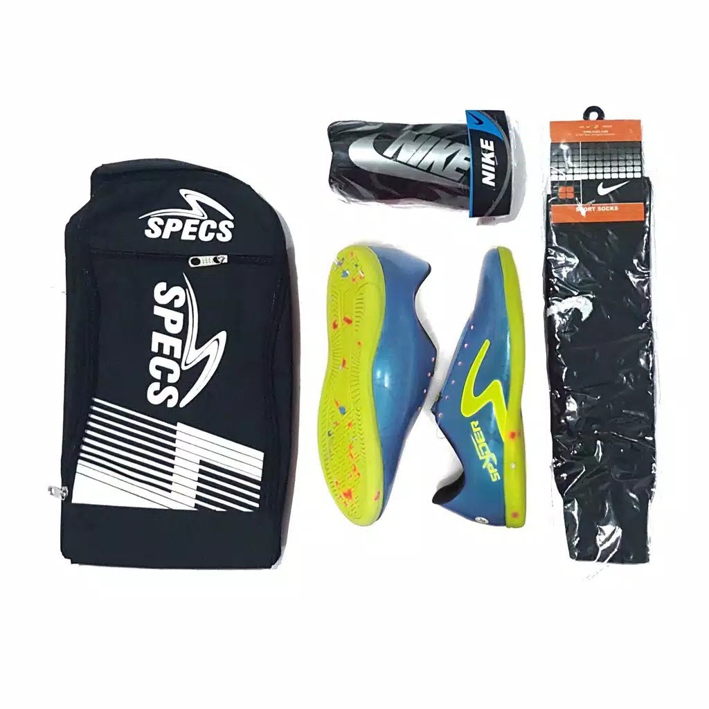 Sepatu Futsal Specs Spyder Warna Biru, Paket All In One