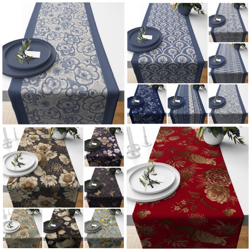 TABLE RUNNER TAPLAK MEJA MOTIF ELEGANT &amp; DENIM 2 UKURAN 140x40 cm - 230x40 cm