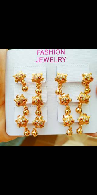 Anting hello Kitty xuping lapis emas