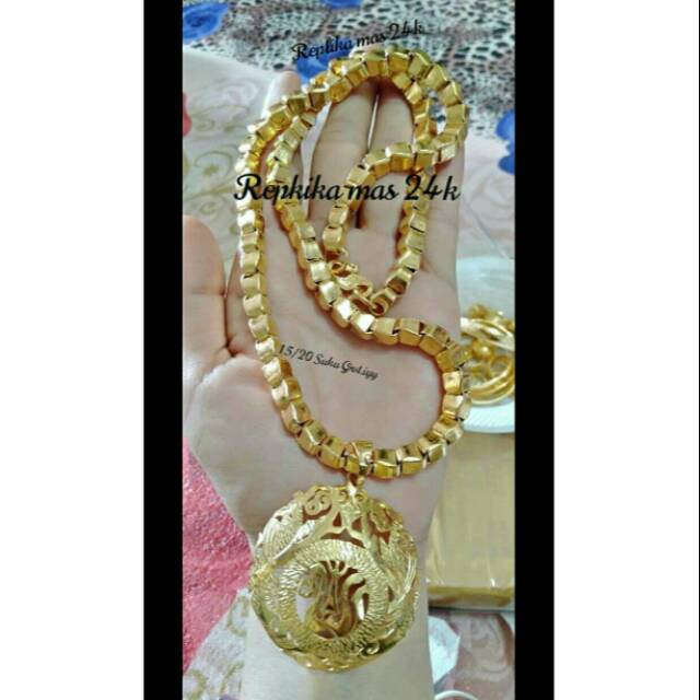 KALUNG PADI 20 SUKU & LIONTIN LAPIS EMAS 24 KARAT