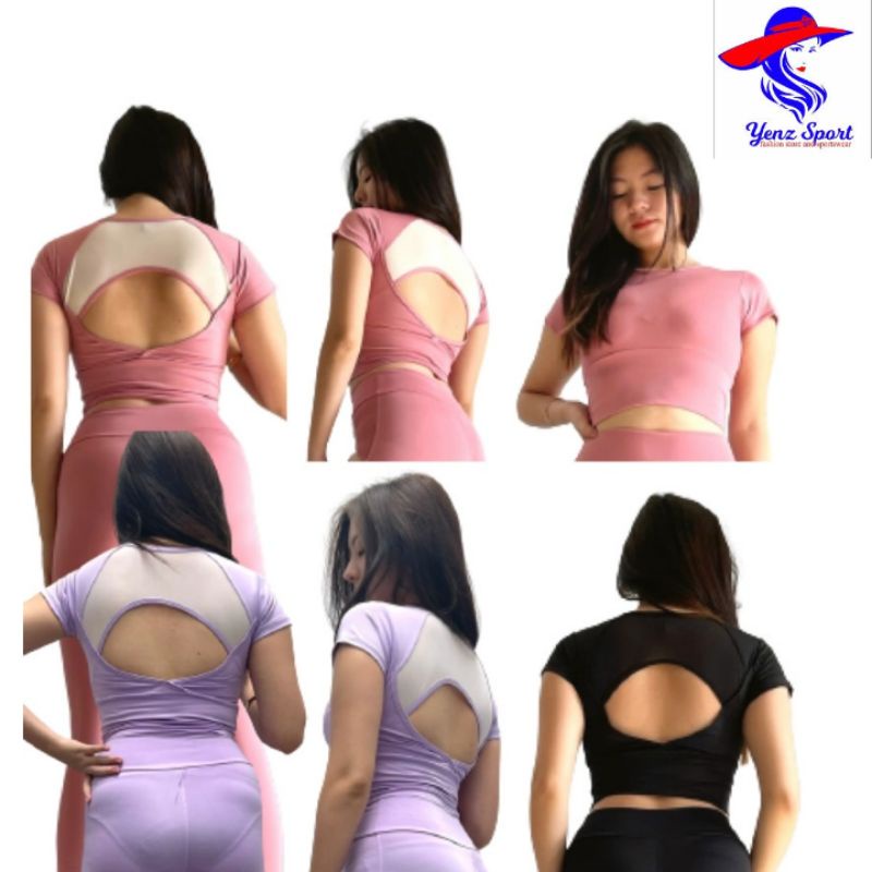 ATASAN BAJU SENAM AEROBIC CROP SEXY TILE BAJU ZUMBA BAJU YOGA BAJU FITNES BAJU GYM