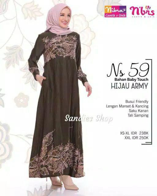 Ns 60 Nibras  / Gamis Nibras  Syari Terbaru Ns 60/ Gamis Batik Nibras / Gamis Terbaru Nibras