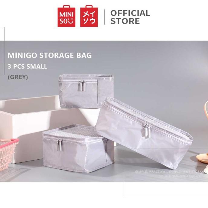 MINISO Minigo Tas Penyimpanan Baju 3 Pcs(Abu)