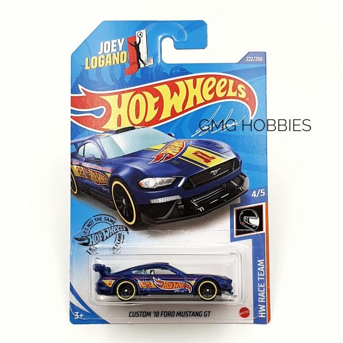 CUSTOM '18 FORD MUSTANG GT BIRU 22 HW RACE TEAM HOTWHEELS HOT WHEELS
