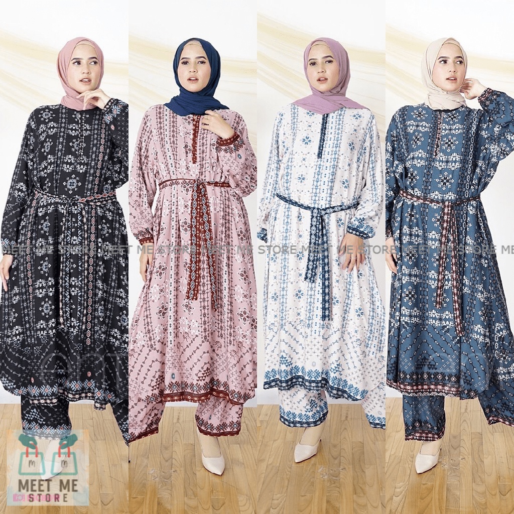 Essa Set Setelan Long Tunik Jumbo SetCel Katun Viscose Premium Motif Etnik LD140 Busui ORIGINAL ENTE
