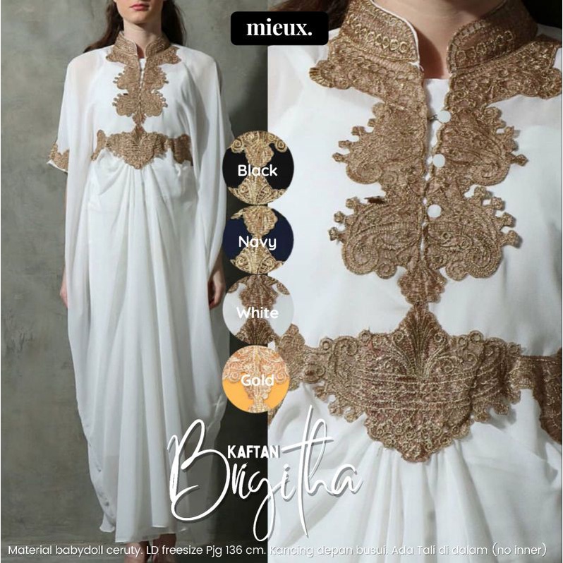 Kaftan Ceruty Kaftan Busui Gamis Pesta Kaftan seri Brigitha original Mieux Indonesia