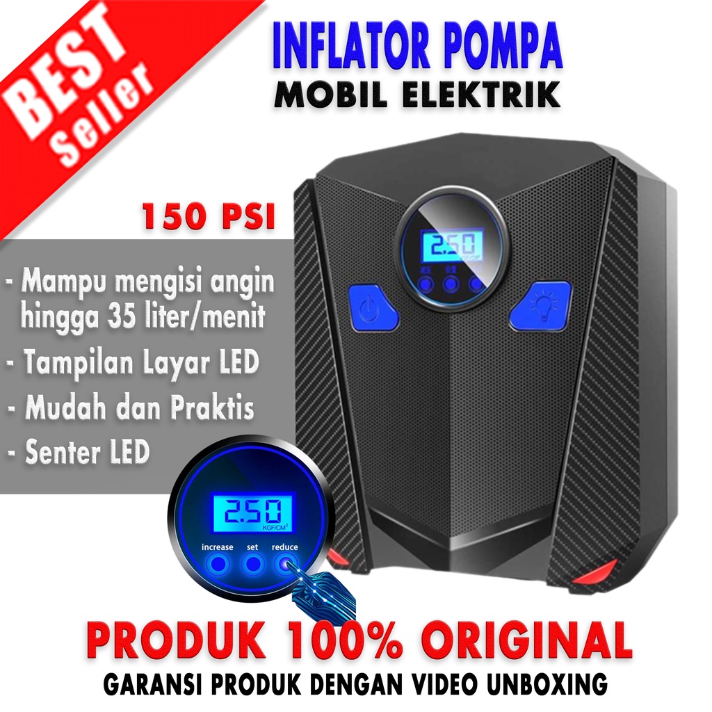 Inflator Pompa Ban Mobil Angin Elektrik Portable Pompa Listrik Ban Mobil Tpms Ban Mobil Pengukur Tekanan Ban Mobil